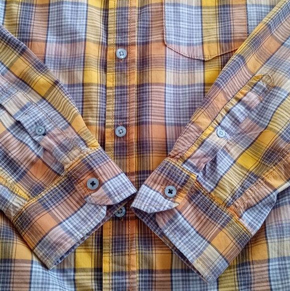 AÉROPOSTALE MEN'S YELLOW PLAID LONG SLEEVE BUTTON UP RELAXED SHIRT.SIZE S/P - Picture 9 of 10